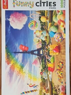Trefl Candy Cities Paris 1000-Piece Puzzle - Colorful Candyland Eiffel Scene